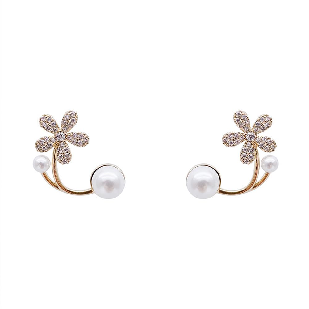 Shining Diva White Pearl Flower Earrings for Women and Girls