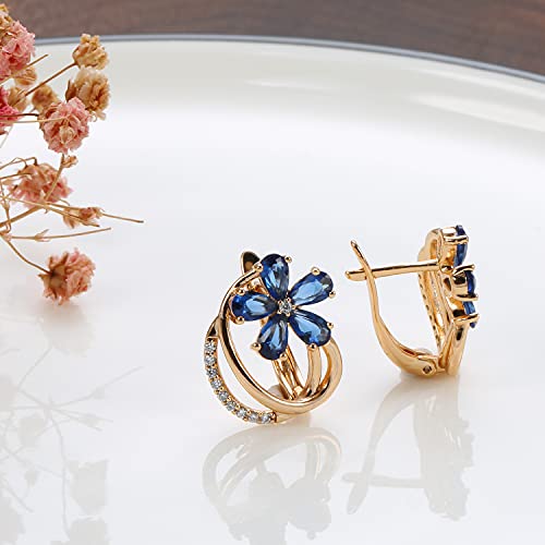 Shining Diva 18k Rose Gold Plated Blue Zircon Earrings for Women - Image 4