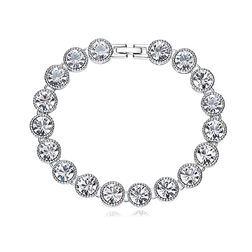 Shining Diva Platinum Plated Crystal Bracelet for Women - Image 2