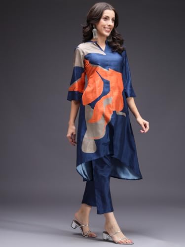 Amazon Brand - Tavasya Women's Relaxed Silk Blend Geometric Print Kurta Set | Salwar Suit - Authentic Amazon Clothing | UrbanThreads - Image 4