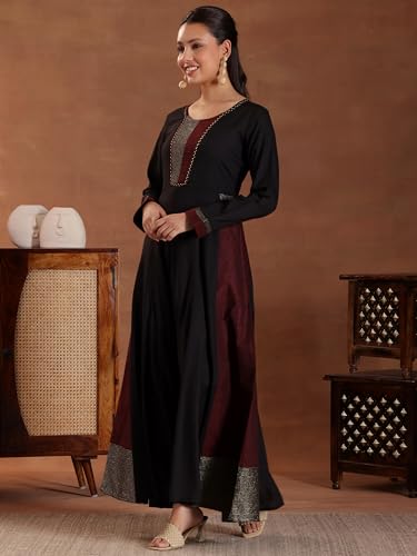 Libas Womens Self Design Rayon A-Line Kurta With Trousers - Authentic Libas Clothing | UrbanThreads - Image 3