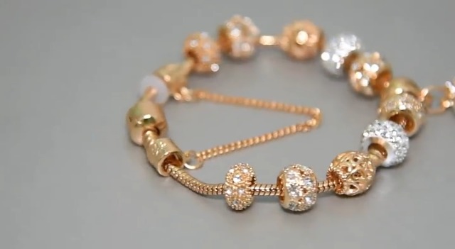 Shining Diva Pandora Crystal Diamonds Rose Gold Bracelet for Women - Image 4