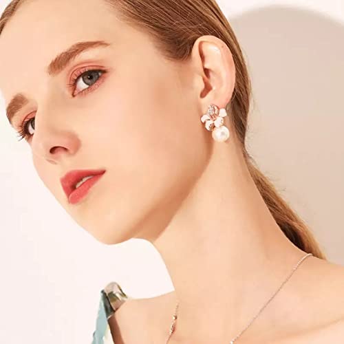 Shining Diva Crystal Pearl Gold Plated Stud Earrings for Women - Image 4