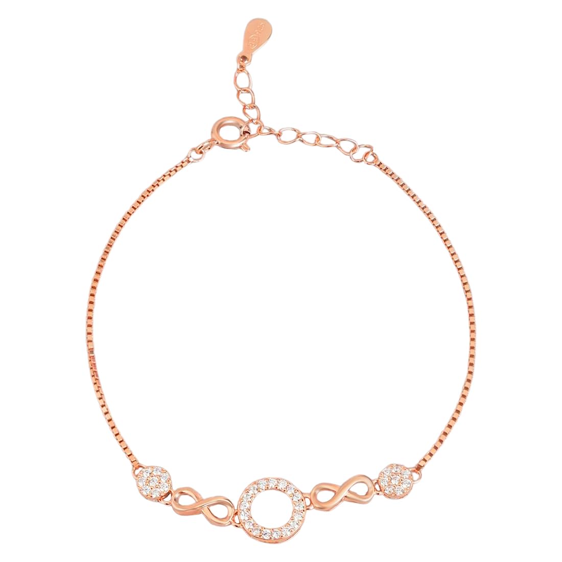 ZAVYA 925 Sterling Silver Cubic Zirconia Rose Gold Bracelet