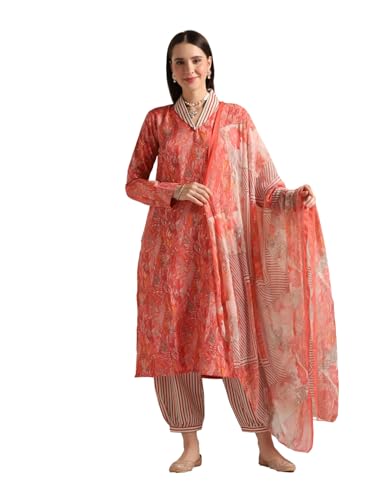 Leriya Fashion Women's Cotton Blend Multi Floral Foil Printed Ethnic Straight Shawl Collar Kurta & P - Authentic Leriya Clothing | UrbanThreads - Image 2