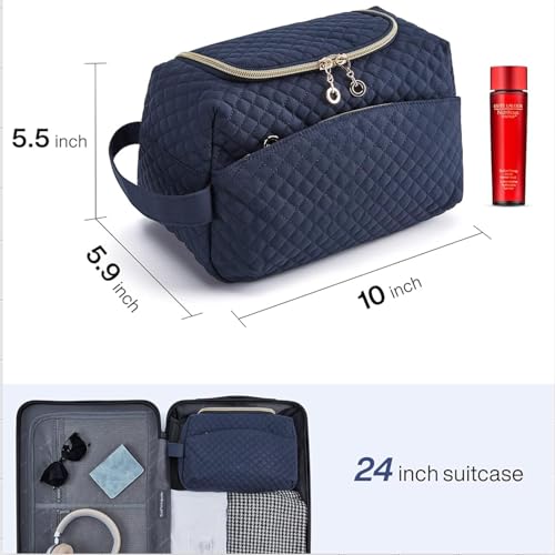 Lyrovo Makeup Pouch Bag Quilted Toiletry Organizer - Image 4