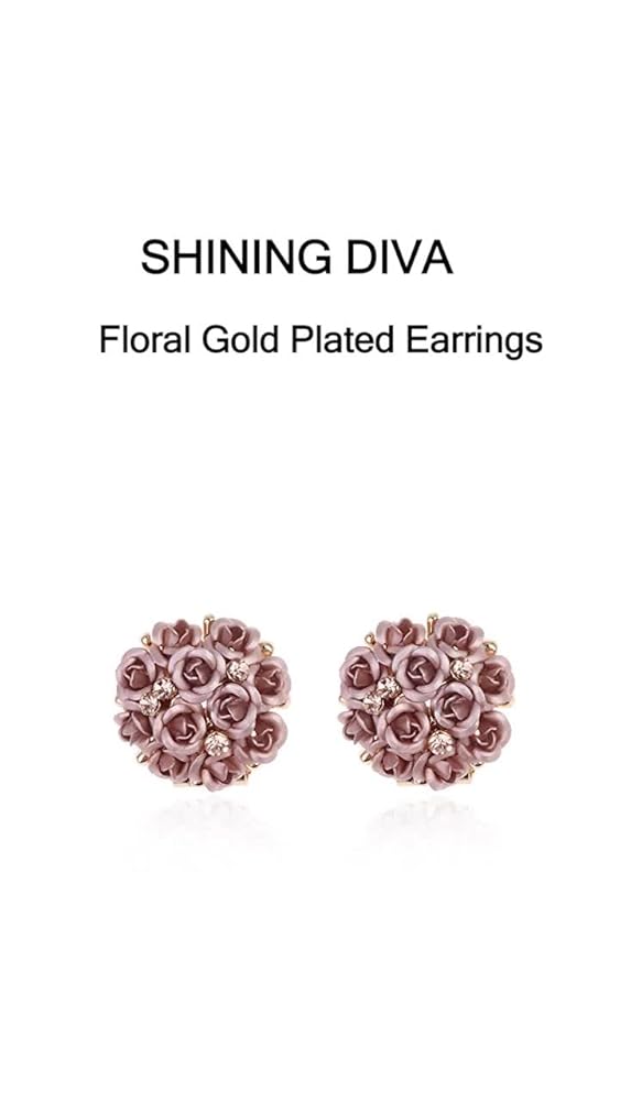 Shining Diva Floral Gold Plated Earrings for Women & Girls - Image 3