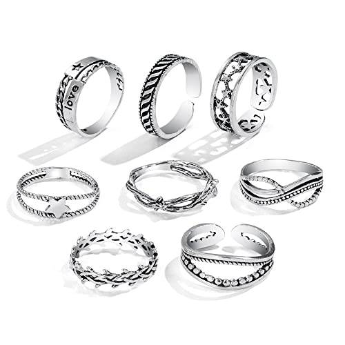Shining Diva Metal Boho Midi Finger Rings Silver Women - Image 2