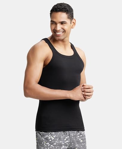 Jockey US26 Men's Super Combed Cotton Rib Gym Vest - Image 4