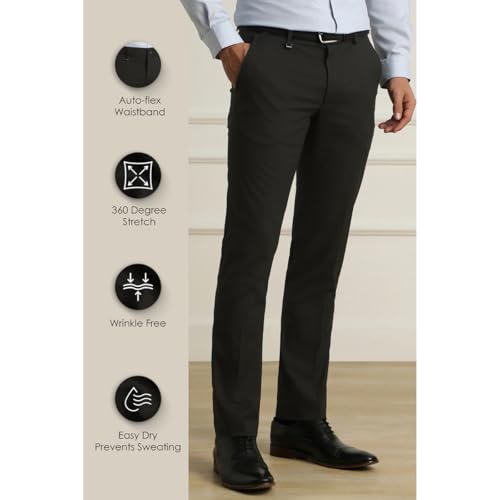 Van Heusen Men's Mid Rise Slim Fit Durapress Flat Front Trousers | Superior Comfort | Auto-Flex Wais - Authentic Van Fashion | UrbanThreads - Image 4