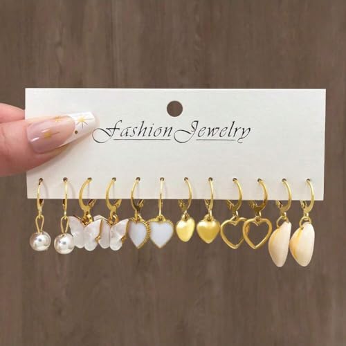 Shining Diva 12 Pairs Drop Earrings for Women and Girls - Image 5