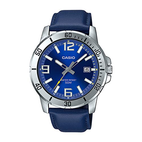Casio Enticer Blue Leather Analog Watch - Image 2