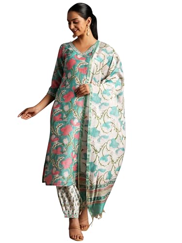 Libas Womens Printed Cotton Straight Kurta With Salwar and Dupatta - Authentic Libas Clothing | UrbanThreads - Image 2