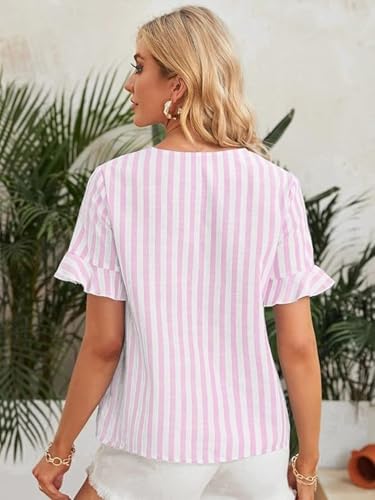 Leriya Fashion Women's Cotton Regular Fit Plus Size Short Sleeve Deep V Neck Self Belted Casual Pepl - Authentic Leriya Accessories | UrbanThreads - Image 4