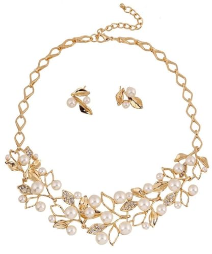 Shining Diva 18k Gold & Silver Plated Pearl Jewellery Set - Image 2