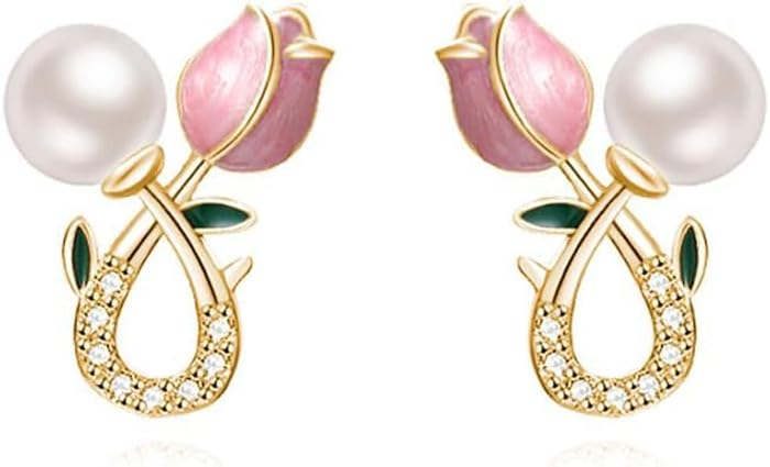 Shining Diva Pearl Flower Earrings for Women and Girls - Image 2