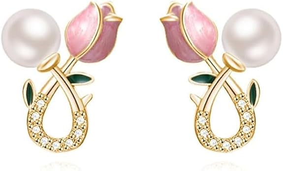 Shining Diva Pearl Flower Earrings for Women and Girls
