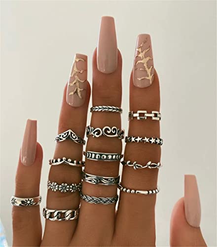 UrbanThreads Silver Midi Ring Set 15 Piece - Image 4