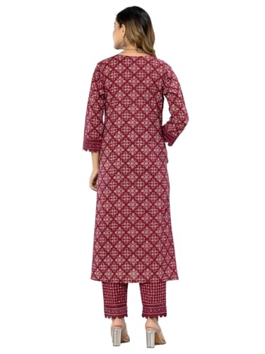 Amayra Women's Cotton Printed Straight Kurta with Pant and Dupatta Set - Authentic Amayra Clothing | UrbanThreads - Image 4