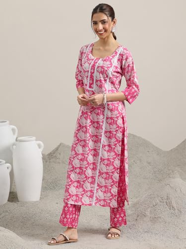 Libas Womens Printed Cotton Straight Kurta With Trousers and Dupatta - Authentic Libas Clothing | UrbanThreads - Image 5