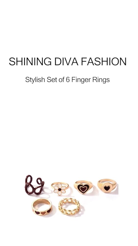 Shining Diva Set of 6 Finger Rings for Women and Girls - Image 3