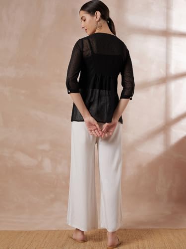 Amazon Brand - INKAST Women's Solid Regular Fit Tunic Shirt | Tops | 3/4th Sheer Sleeves - Authentic Amazon Clothing | UrbanThreads - Image 5