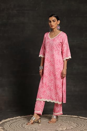 Libas Womens Printed Cotton Blend Straight Kurta With Trousers and Dupatta - Authentic Libas Clothing | UrbanThreads - Image 5