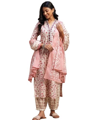 Libas Off-White Printed Cotton Kurta Set | Urban Threads - Image 2