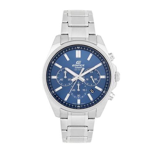 Casio Edifice Blue Chronograph Watch Silver Stainless Steel - Image 2