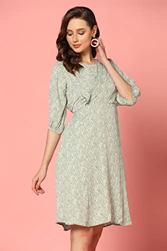 Leriya Fashion Dresses for Women | Fancy Rayon Zig Zag Printed Faux Wrap Western Dress | Fit & Flare - Authentic Leriya Clothing | UrbanThreads - Image 4