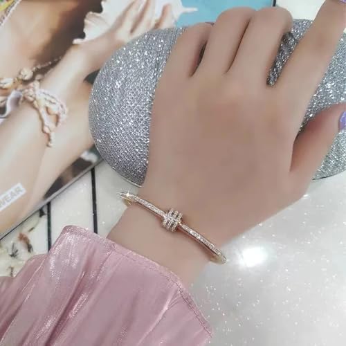 Shining Diva 18K Gold Plated Stainless Steel Crystal Bracelet - Image 4