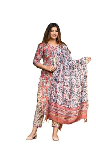 Leriya Fashion Women's Cotton Printed Kurta Set With Dupatta | Kurta | Kurta Sets Kurtis | Kurta Pan - Authentic Leriya Clothing | UrbanThreads - Image 2