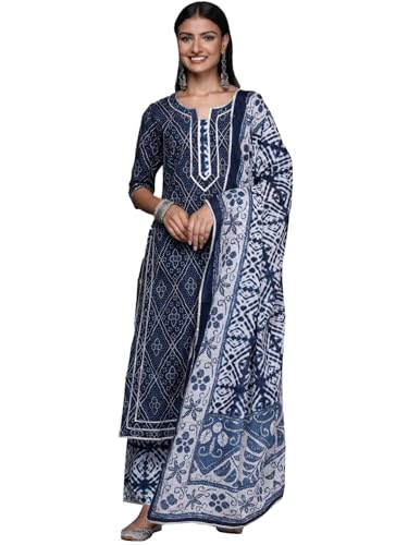 Libas Womens Printed Cotton Straight Kurta With Palazzos and Dupatta - Authentic Libas Clothing | UrbanThreads - Image 2