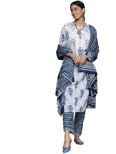 Libas Womens Printed Cotton Straight Kurta Trouser with Dupatta Set - Authentic Libas Clothing | UrbanThreads - Image 2