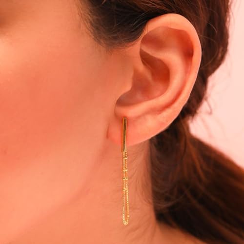 ZAVYA 925 Sterling Silver Minimal Drop Gold Plating Stud Earrings | Gift for Women and Girls | With - Authentic ZAVYA Accessories | UrbanThreads - Image 5