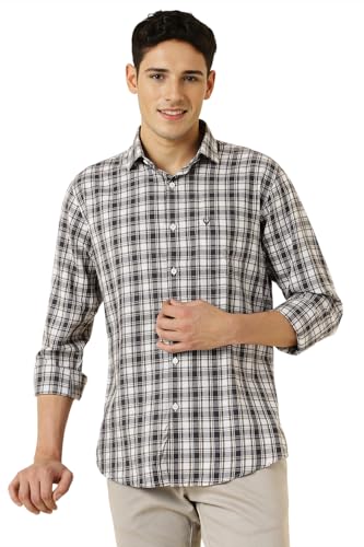 Allen Solly Men Cotton Slim Fit Small Checks Casual Shirt - Image 2