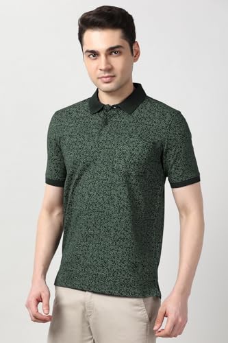 Peter England Men's Cotton Abstract Floral Print Polo Shirt - Image 3