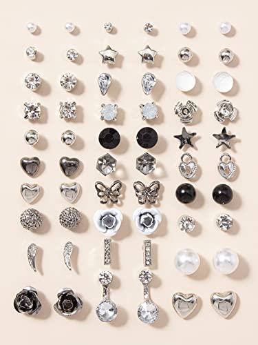 Shining Diva 30 Pairs Earrings Combo Set Crystal Pearl Women - Image 4