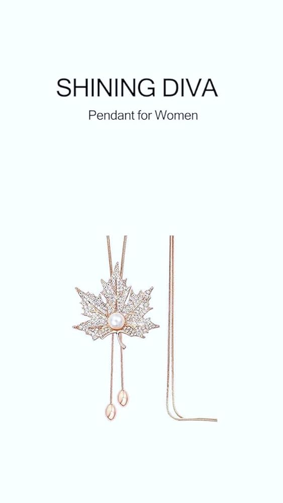 Shining Diva Crystal Flower Long Chain Pendant for Women - Gold - Image 3