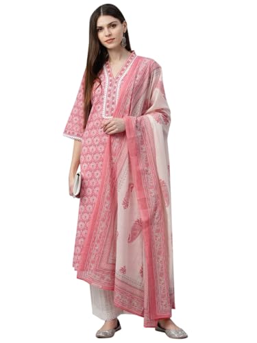 Libas Womens Printed Cotton Straight Kurta With Palazzos and Dupatta - Authentic Libas Clothing | UrbanThreads - Image 2