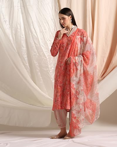 Leriya Fashion Women's Cotton Blend Multi Floral Foil Printed Ethnic Straight Shawl Collar Kurta & P - Authentic Leriya Clothing | UrbanThreads - Image 5