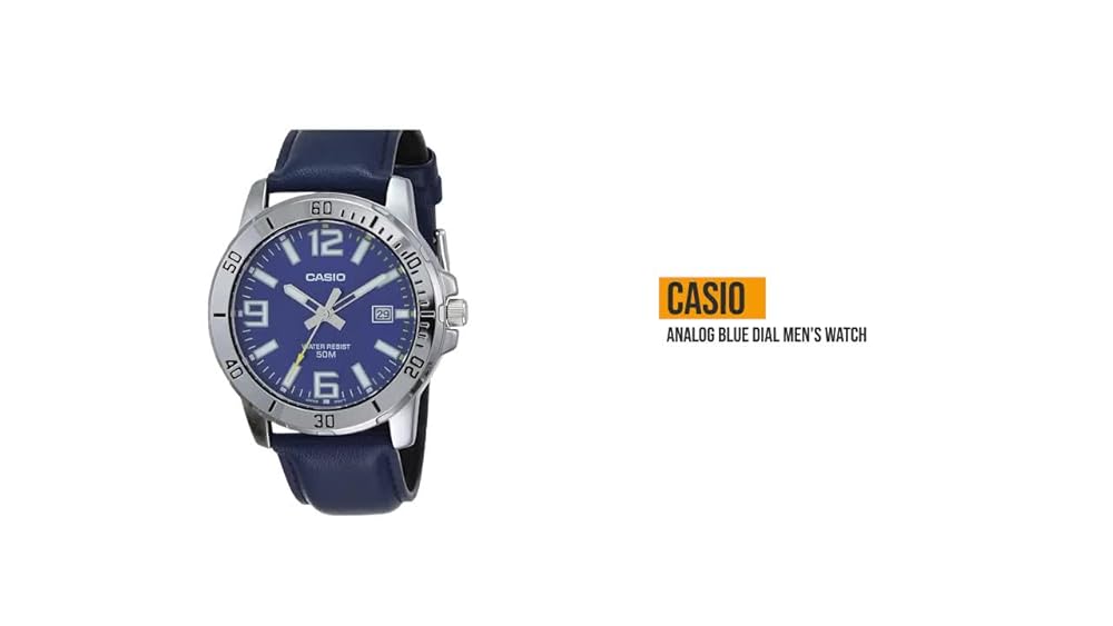 Casio Enticer Blue Leather Analog Watch - Image 3