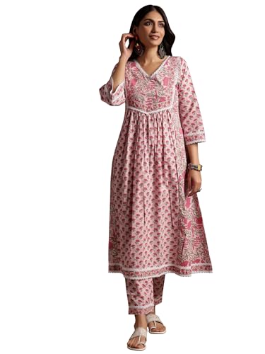 Libas Womens Printed Cotton A-Line Kurta With Palazzos - Authentic Libas Clothing | UrbanThreads - Image 2