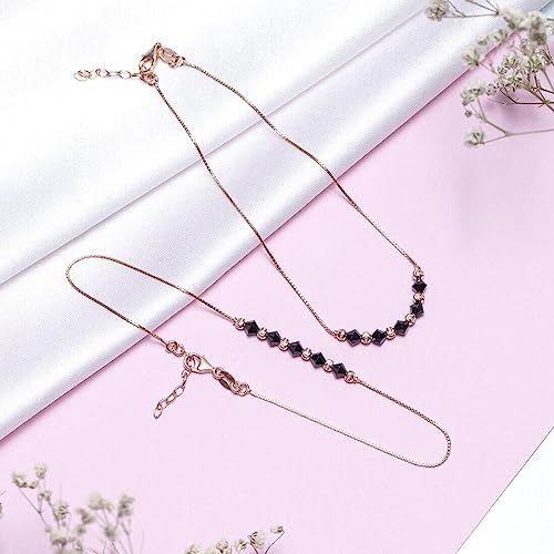 ZAVYA 925 Sterling Silver Beads Minimal Rose Gold Plating Chain Anklet (Pair) | Gift for Women & Gir - Authentic ZAVYA Fashion | UrbanThreads - Image 5