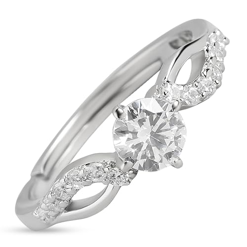 ZAVYA 925 Pure Silver Finger Ring Rhodium Plated Minimal Ring Jewelry For Women | Gifts for Women & - Authentic ZAVYA Accessories | UrbanThreads - Image 2