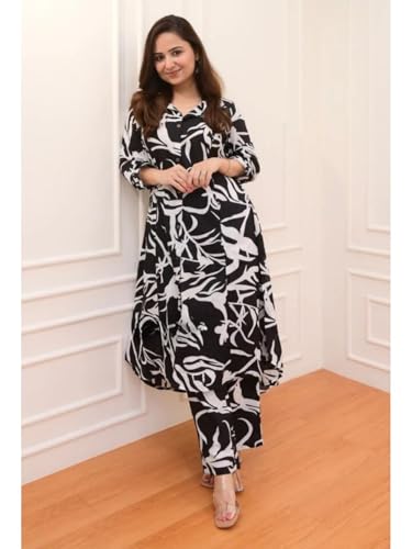 Leriya Fashion Anarkali Kurta-Set for Women – Viscose Rayon Printed Kurta & Straight Pant | Festive - Authentic Leriya Clothing | UrbanThreads - Image 3