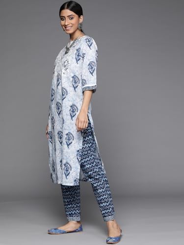 Libas Womens Printed Cotton Straight Kurta Trouser with Dupatta Set - Authentic Libas Clothing | UrbanThreads - Image 3