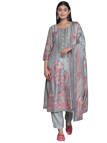 Libas Womens Printed Silk Blend Pakistani Kurta With Trousers and Dupatta - Authentic Libas Clothing | UrbanThreads - Image 2