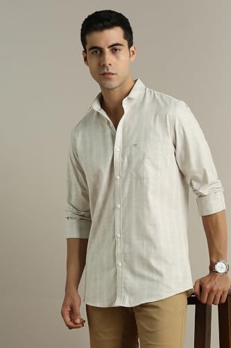 Peter England Mens Cotton Slim Fit Striped Shirt - Image 4