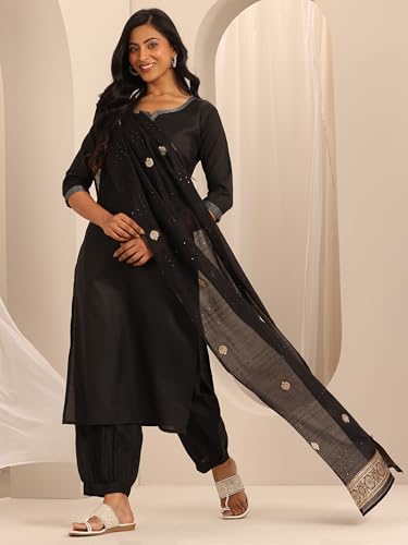 Teal Zari Woven Kurta Set with Dupatta - Libas | UrbanThreads.in - Image 3